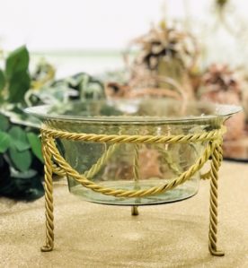 Glass Bowl On Twisted Metal Stand