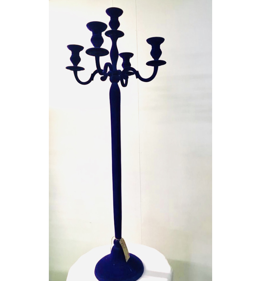 Purple Flocked Candelabra Large